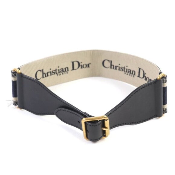 Christian Dior Canvas Logo Embroidery Leather Combi Belt main image 6